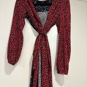 Floral Red and Black French Connection Women's Dress